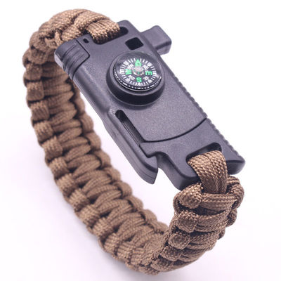 Outdoor Camping Paracord Überlebensarmband Feuer Starter Kompass und Buckle 6-8 Zoll