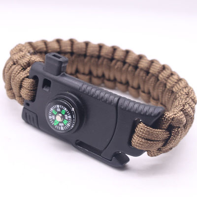 Outdoor Camping Paracord Überlebensarmband Feuer Starter Kompass und Buckle 6-8 Zoll