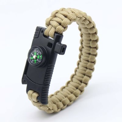 Outdoor Camping Paracord Überlebensarmband Feuer Starter Kompass und Buckle 6-8 Zoll