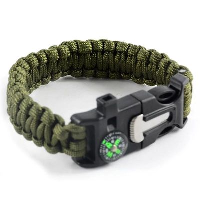Outdoor-Paracord-Armband mit Feuerstarter und Pfeifenschnalle