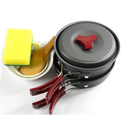 Rückerstattungen für Outdoor Camping Kochgeschirr Mess Kit Aluminium Kochtopf Bratpfanne Set