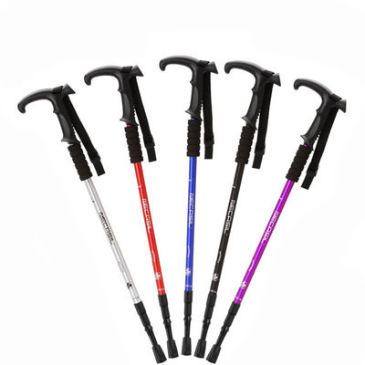 Außen 4 gemeinsame Aluminiumlegierung Trekking-Stiel mit T-Grip und Teleskop-Faltbarkeit Design