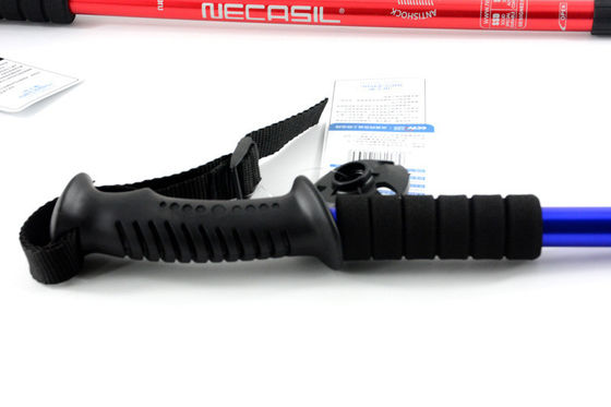 Außen 4 gemeinsame Aluminiumlegierung Trekking-Stiel mit T-Grip und Teleskop-Faltbarkeit Design