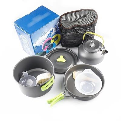 US-amerikanisches Aluminium-Portables Camping-Kochgeschirr für Outdoor-Abenteuer Picknick-Kochtopf Mess Kit