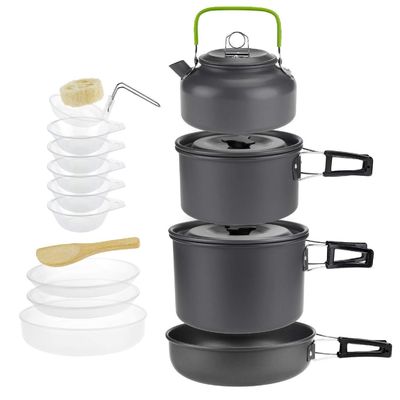 Outdoor Küche Aluminium Camping Topf und Pfannen Kochgeschirr Set mit schnellen Versandkosten