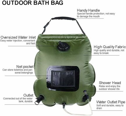 20L PVC Portable Outdoor Camping Duschbeutel für Solarheizung Dusche in Grün oder Blau