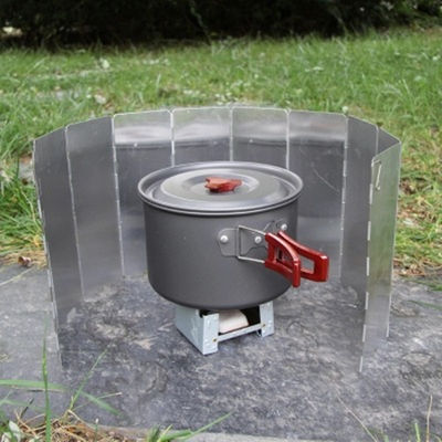 Klappbarer Camping Gaskocher Windschutzscheibe Außenwindschutzscheibe mit Silberveredelung