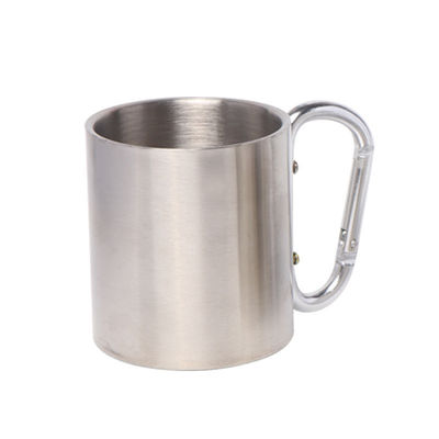 Erwachsene Doppelwand aus Edelstahl, tragbar, Camping, Reisen, Kaffeetasse mit Carabiner