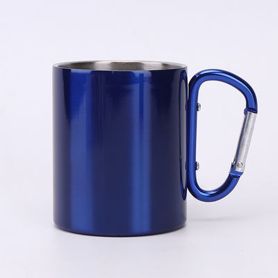 Erwachsene Doppelwand aus Edelstahl, tragbar, Camping, Reisen, Kaffeetasse mit Carabiner