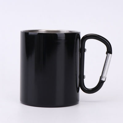 Erwachsene Doppelwand aus Edelstahl, tragbar, Camping, Reisen, Kaffeetasse mit Carabiner