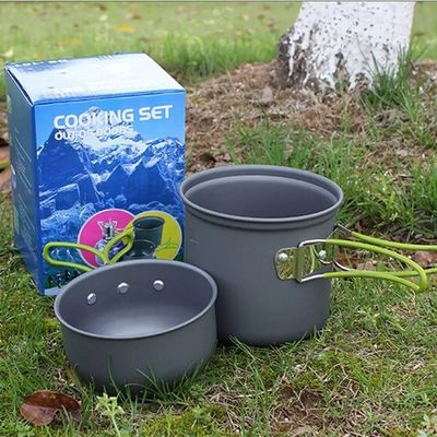 Aluminium Camping Kochgeschirr Mess Kit Portable Topf Set für Outdoor-Kochwaren