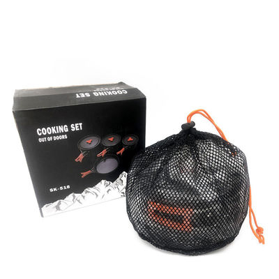Grauer Grüner Griff Portable Style Non Stick Aluminium Picknick Kochtopf Set für das Campen