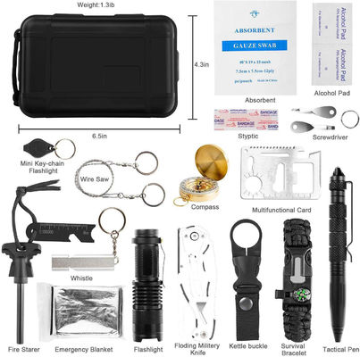 Black Outdoor Camping Notfall-Überlebens-Toolkit Erste-Hilfe-Kit Versandkosten inbegriffen
