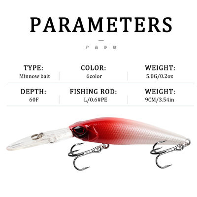 Lange Gießerei 90 mm Sinking Minnow Köder für und Hard Floating Fishing